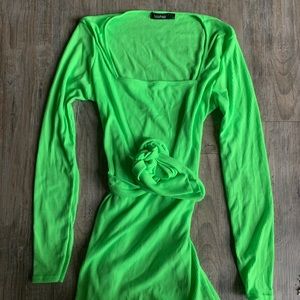 Lime square neck dress